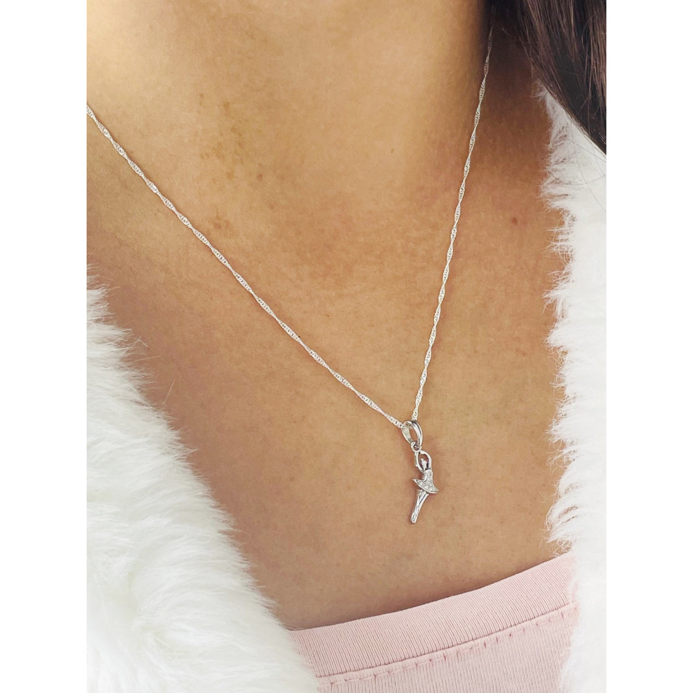 Ballerina 925 Silber Damen Medaillon Anhänger mit Zirkonia