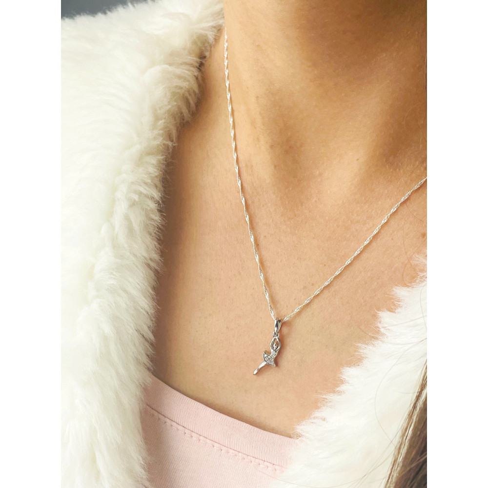 Ballerina 925 Silber Damen Medaillon Anhänger mit Zirkonia