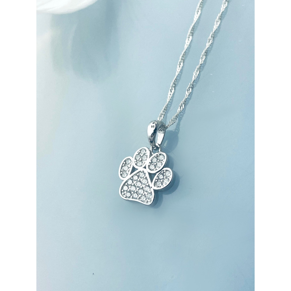 Hundepfote 925 Silber Damen Medaillon Anhänger mit Zirkonia