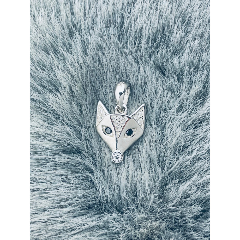 Fuchs 925 Silber Damen Medaillon Anhänger mit Zirkonia und Onyx