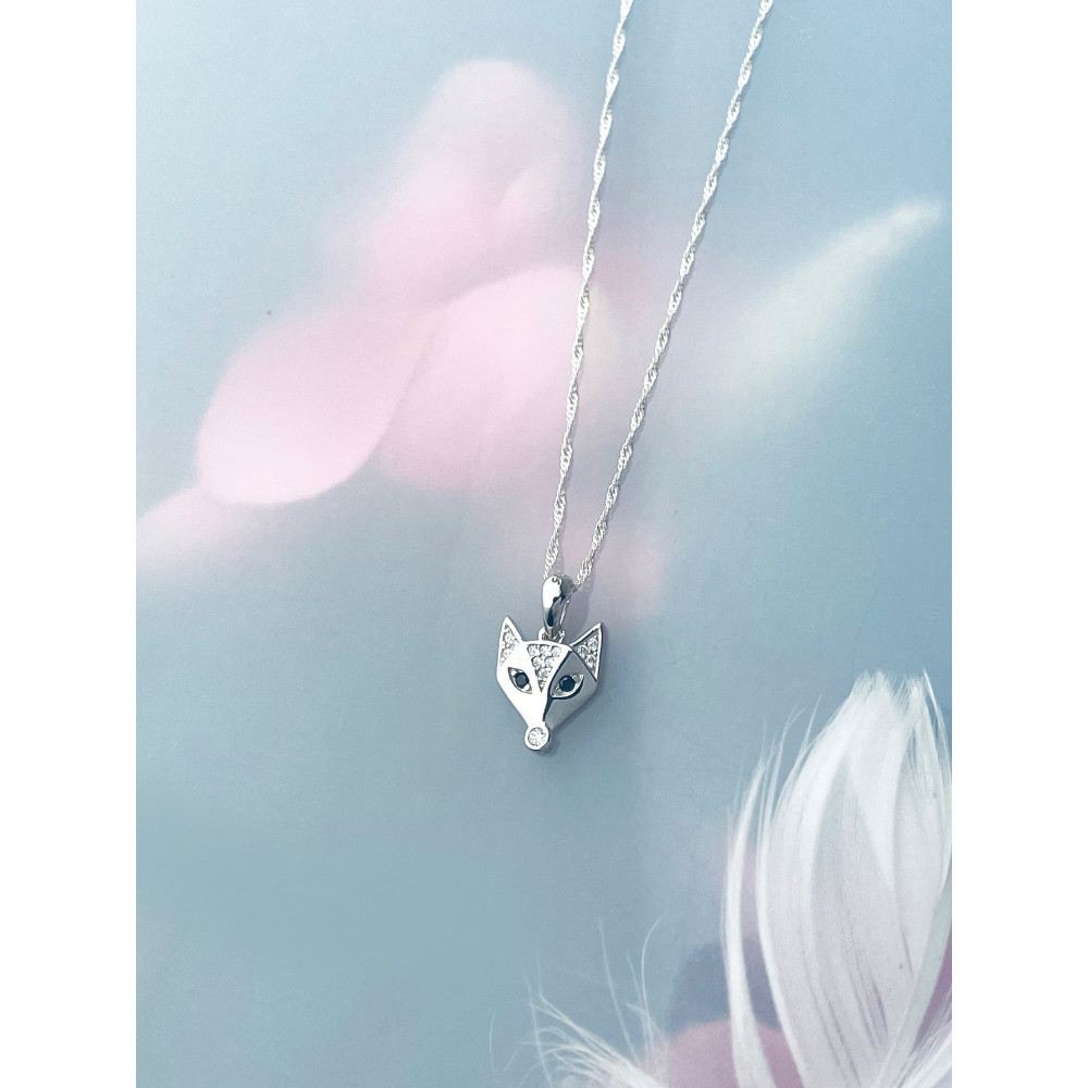 Fuchs 925 Silber Damen Medaillon Anhänger mit Zirkonia und Onyx