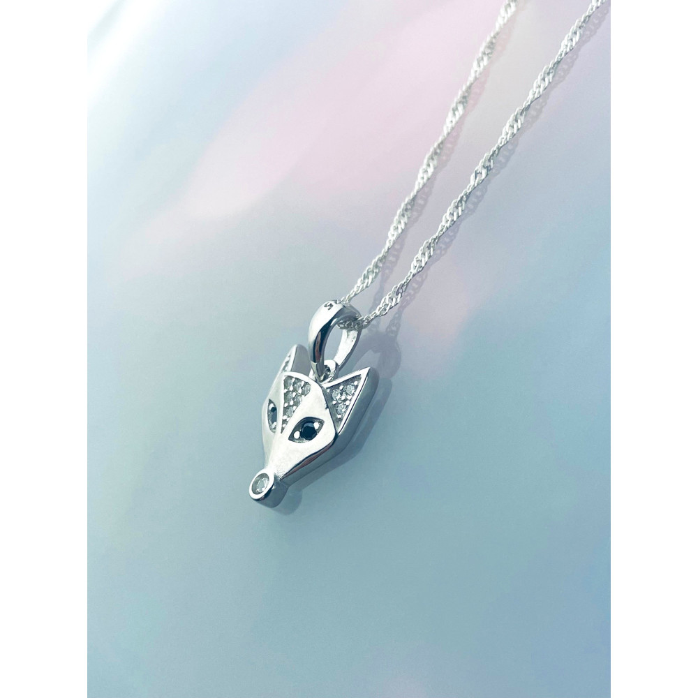 Fuchs 925 Silber Damen Medaillon Anhänger mit Zirkonia und Onyx