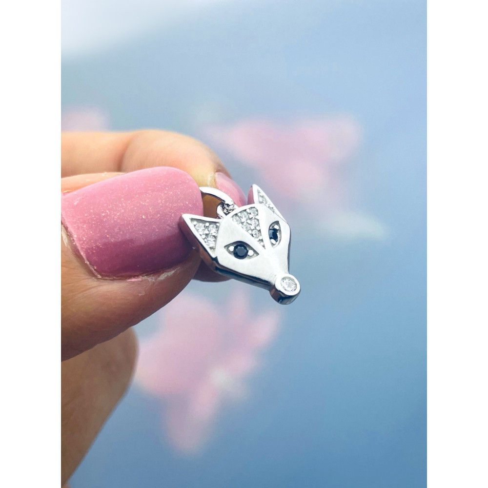 Fuchs 925 Silber Damen Medaillon Anhänger mit Zirkonia und Onyx