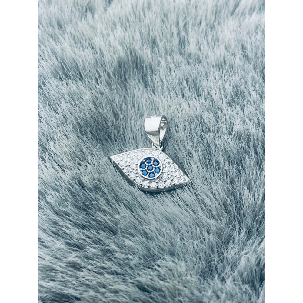 Auge 925 Silber Damen Medaillon Anhänger mit Zirkonia