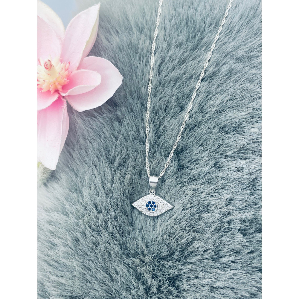 Auge 925 Silber Damen Medaillon Anhänger mit Zirkonia