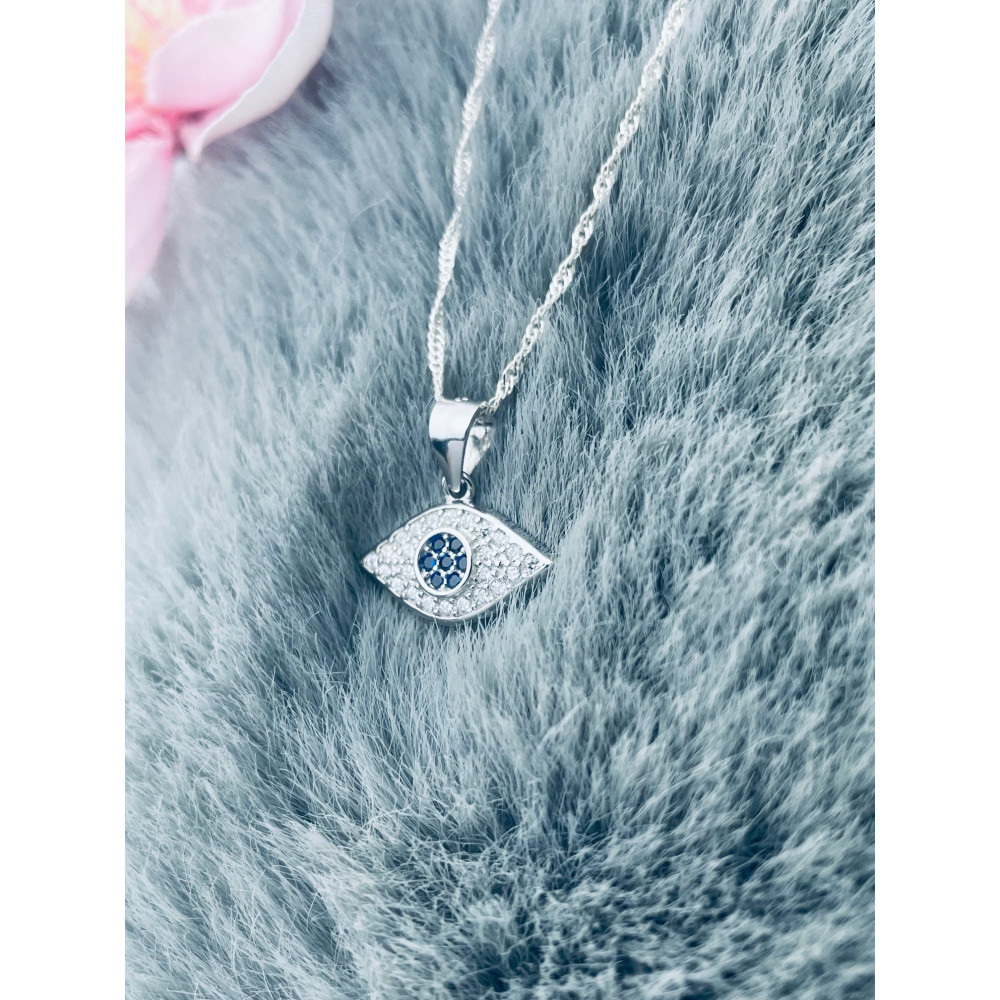 Auge 925 Silber Damen Medaillon Anhänger mit Zirkonia