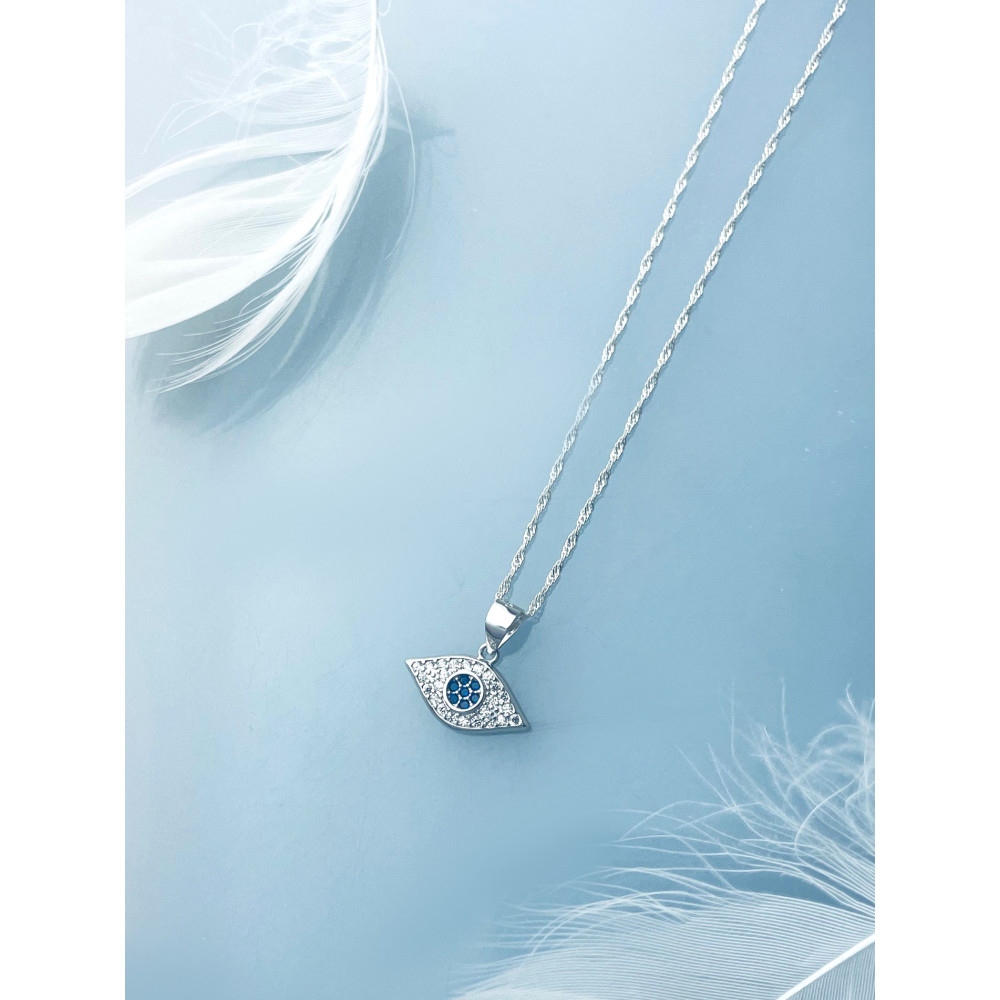 Auge 925 Silber Damen Medaillon Anhänger mit Zirkonia