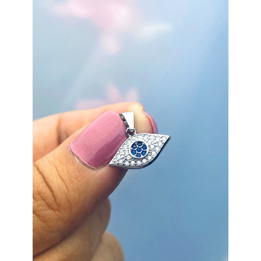 Auge 925 Silber Damen Medaillon Anhänger mit Zirkonia