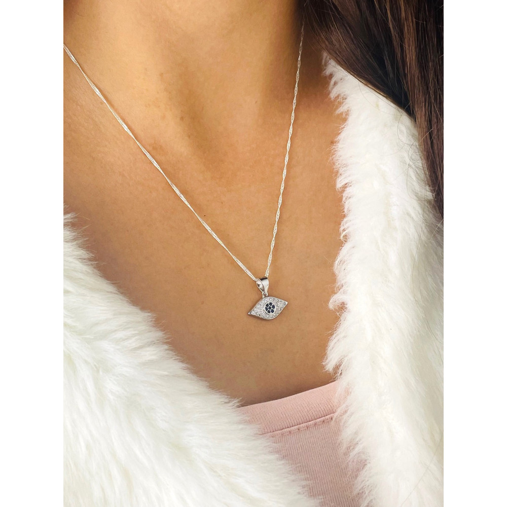 Auge 925 Silber Damen Medaillon Anhänger mit Zirkonia