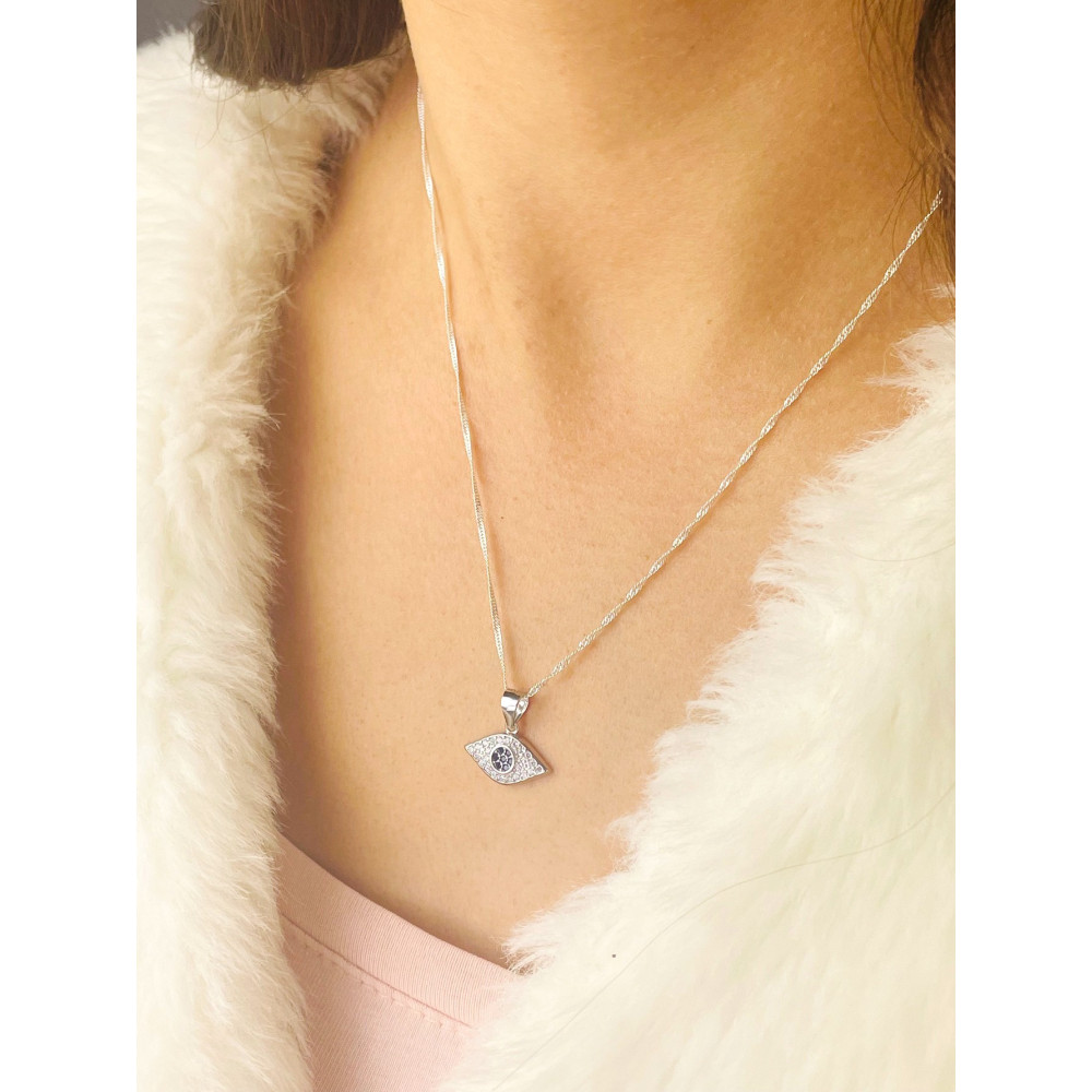 Auge 925 Silber Damen Medaillon Anhänger mit Zirkonia