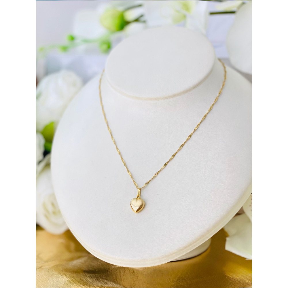 Złoty wisiorek serce zawieszka serduszko figurka gładka polerowana