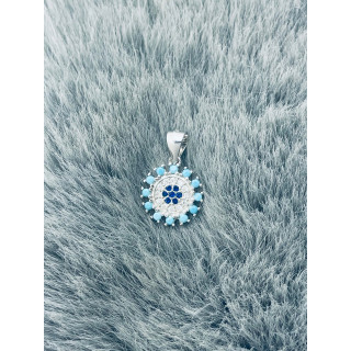 Mandala 925 Silber Damen Medaillon Anhänger mit Zirkonia