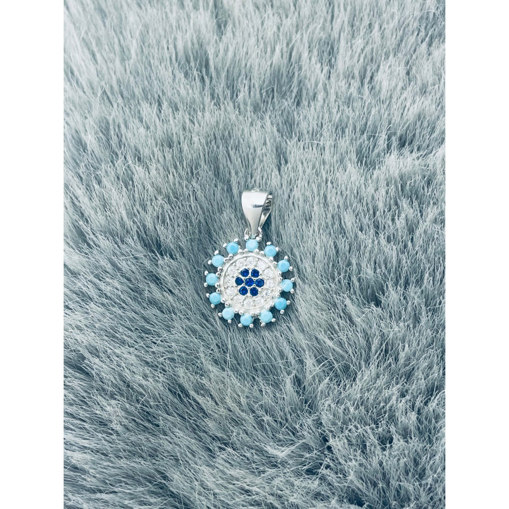 Mandala 925 Silber Damen Medaillon Anhänger mit Zirkonia