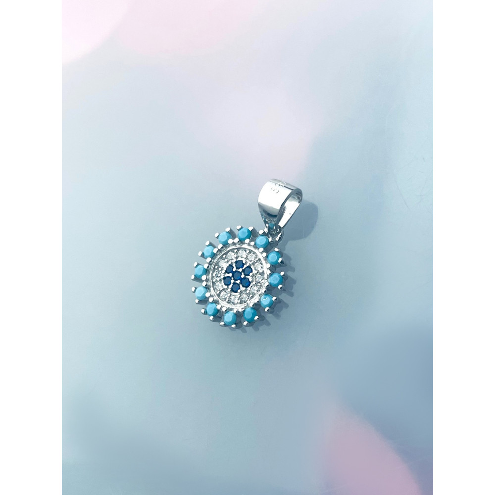 Mandala 925 Silber Damen Medaillon Anhänger mit Zirkonia