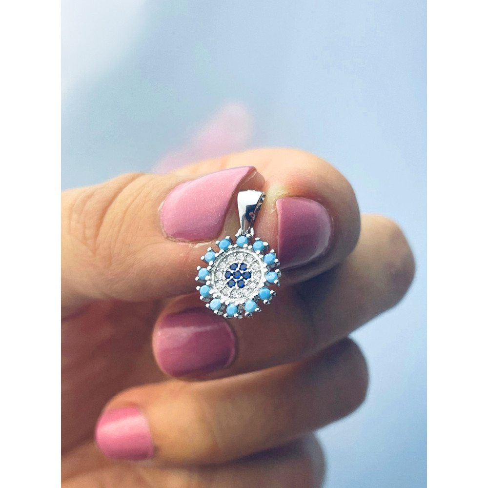 Mandala 925 Silber Damen Medaillon Anhänger mit Zirkonia