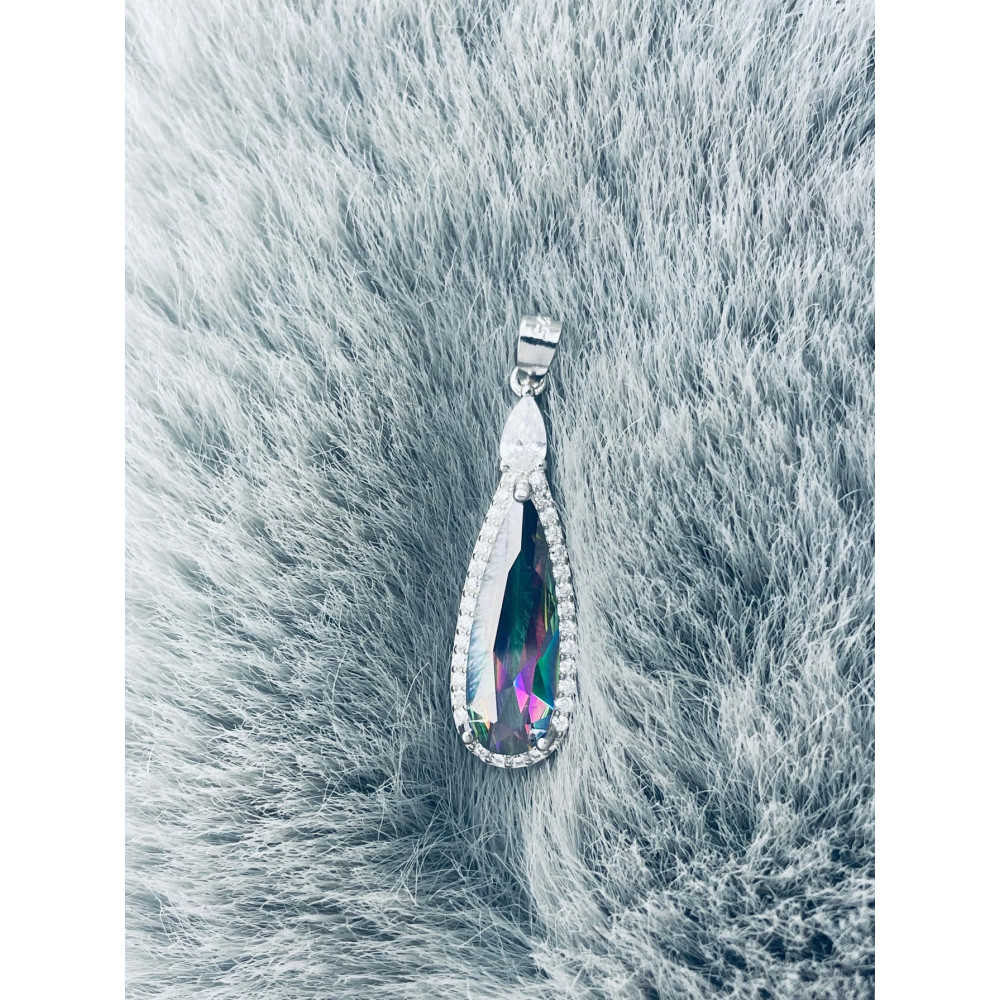 Träne 925 Silber Damen Medaillon Anhänger mit Zirkonia