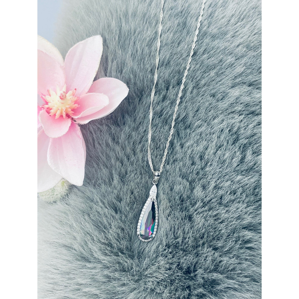 Träne 925 Silber Damen Medaillon Anhänger mit Zirkonia