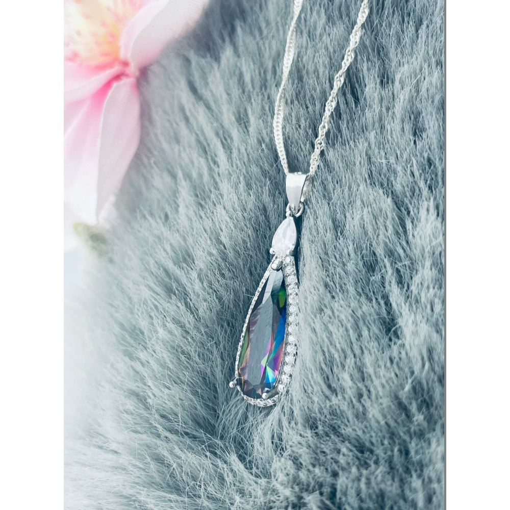 Träne 925 Silber Damen Medaillon Anhänger mit Zirkonia