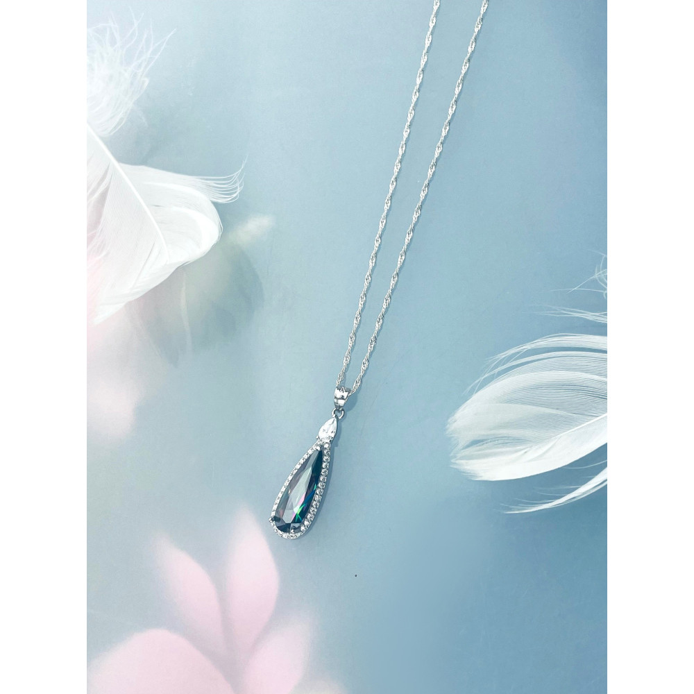 Träne 925 Silber Damen Medaillon Anhänger mit Zirkonia