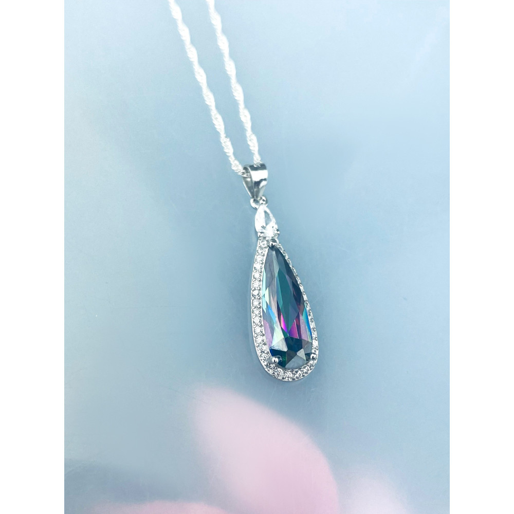 Träne 925 Silber Damen Medaillon Anhänger mit Zirkonia