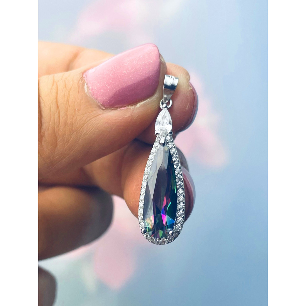 Träne 925 Silber Damen Medaillon Anhänger mit Zirkonia