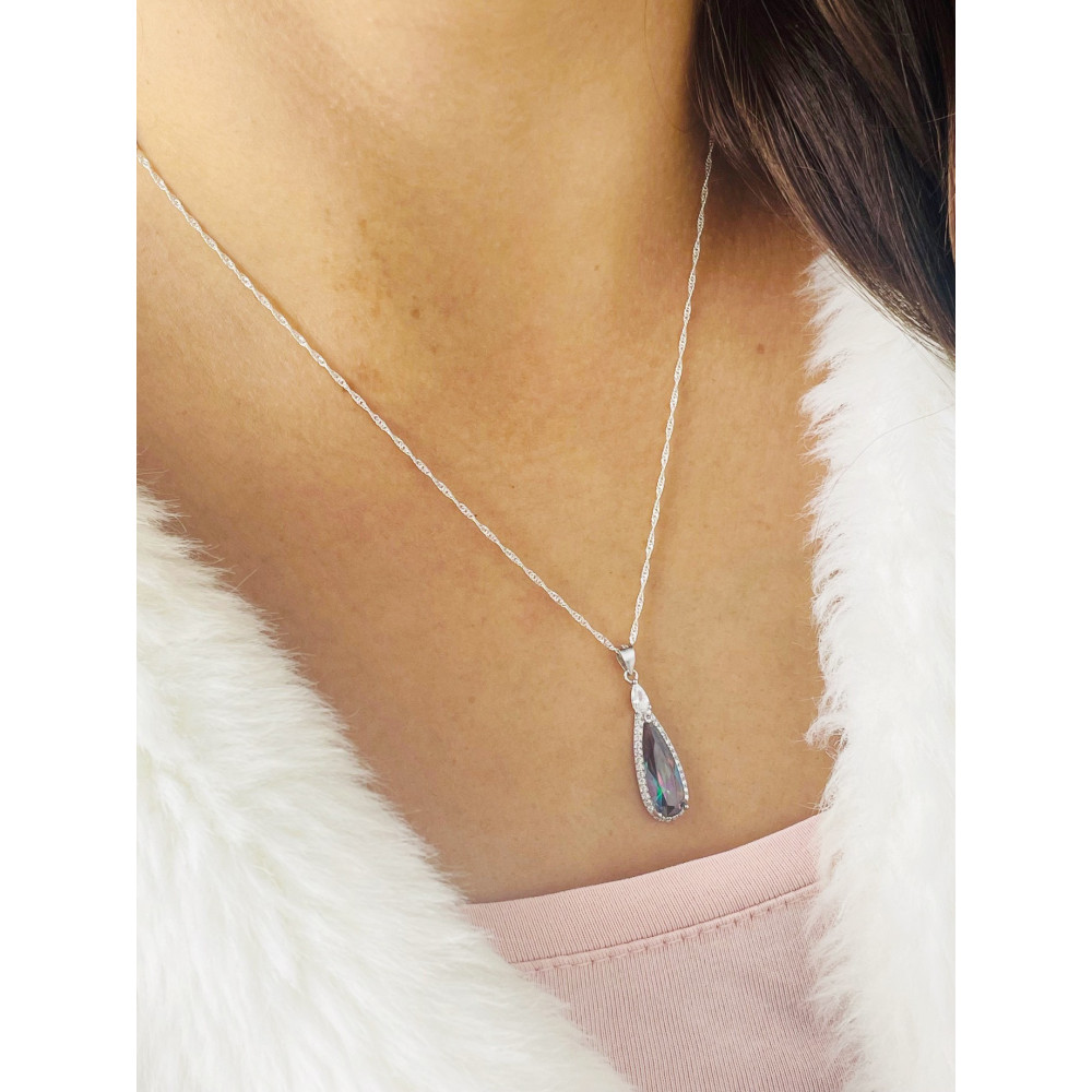 Träne 925 Silber Damen Medaillon Anhänger mit Zirkonia