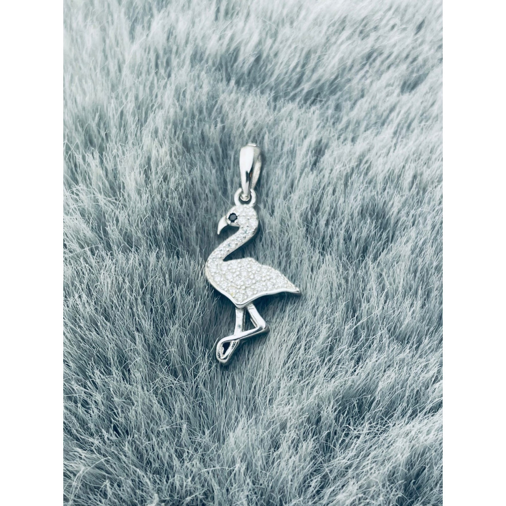 Flamingo 925 Silber Damen Medaillon Anhänger mit Zirkonia