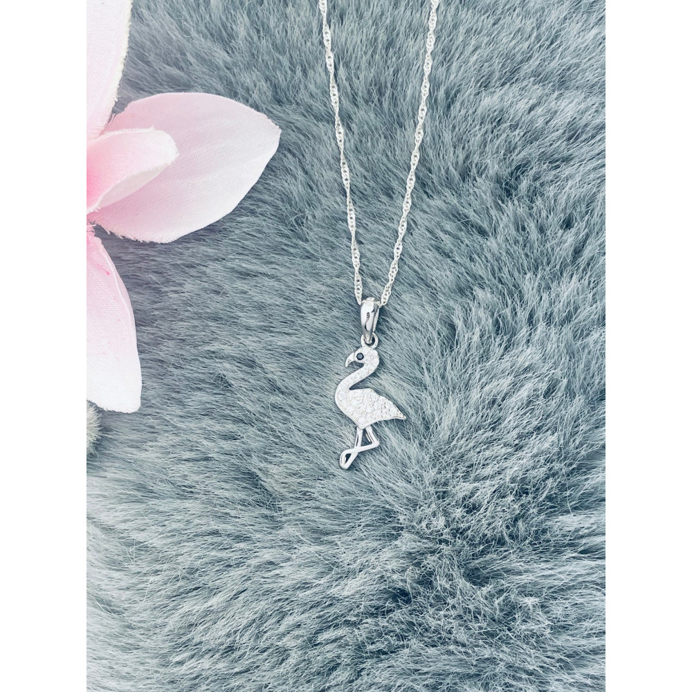 Flamingo 925 Silber Damen Medaillon Anhänger mit Zirkonia