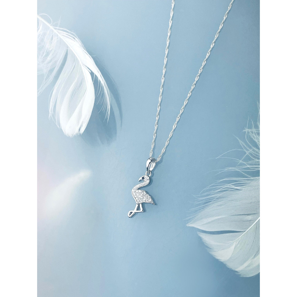 Flamingo 925 Silber Damen Medaillon Anhänger mit Zirkonia