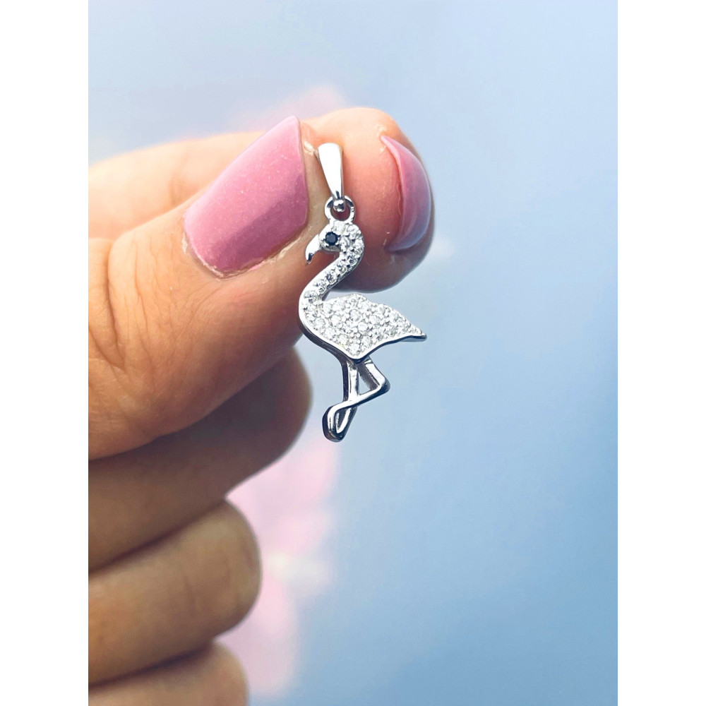 Flamingo 925 Silber Damen Medaillon Anhänger mit Zirkonia