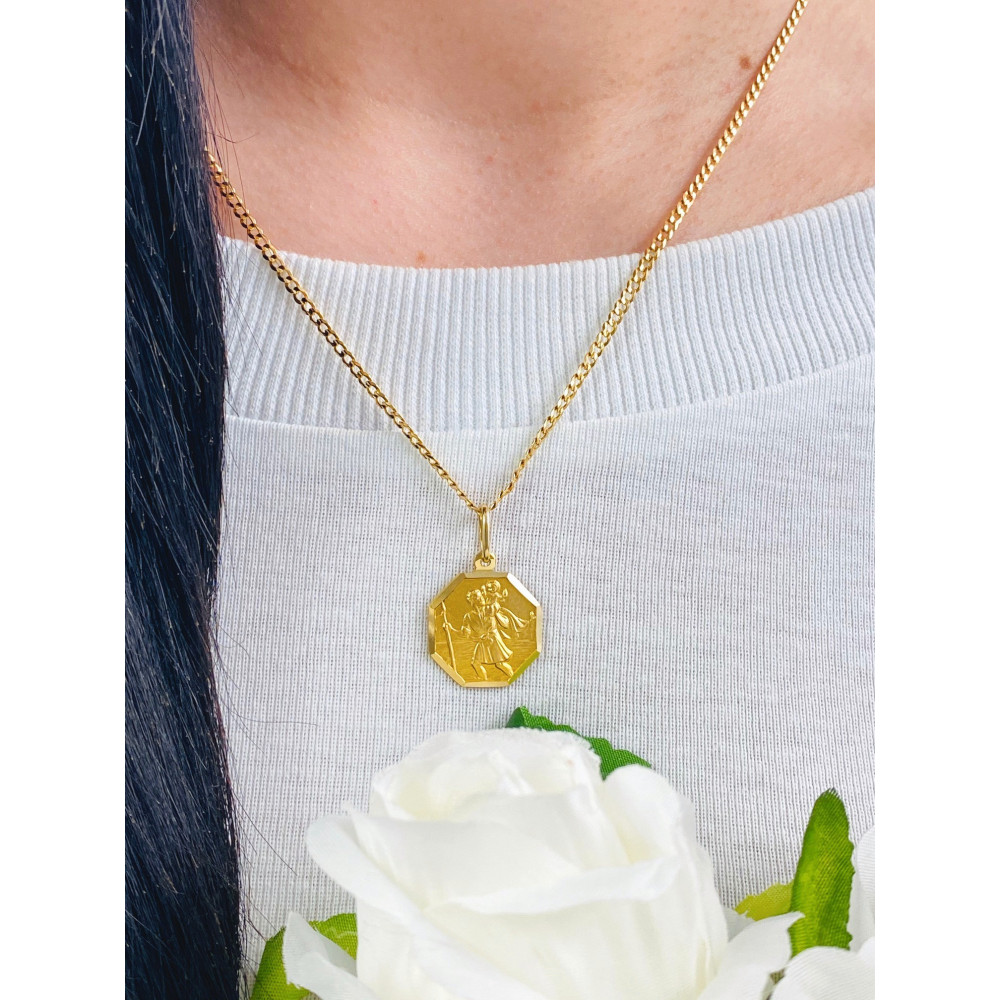 Anhänger Heiliger Christophorus Kettenanhänger Gelbgold Goldanhänger Erstkommunion Taufe 585er 14KT