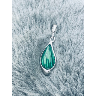 Srebrny wisiorek zawieszka łezka kropelka zielony malachit