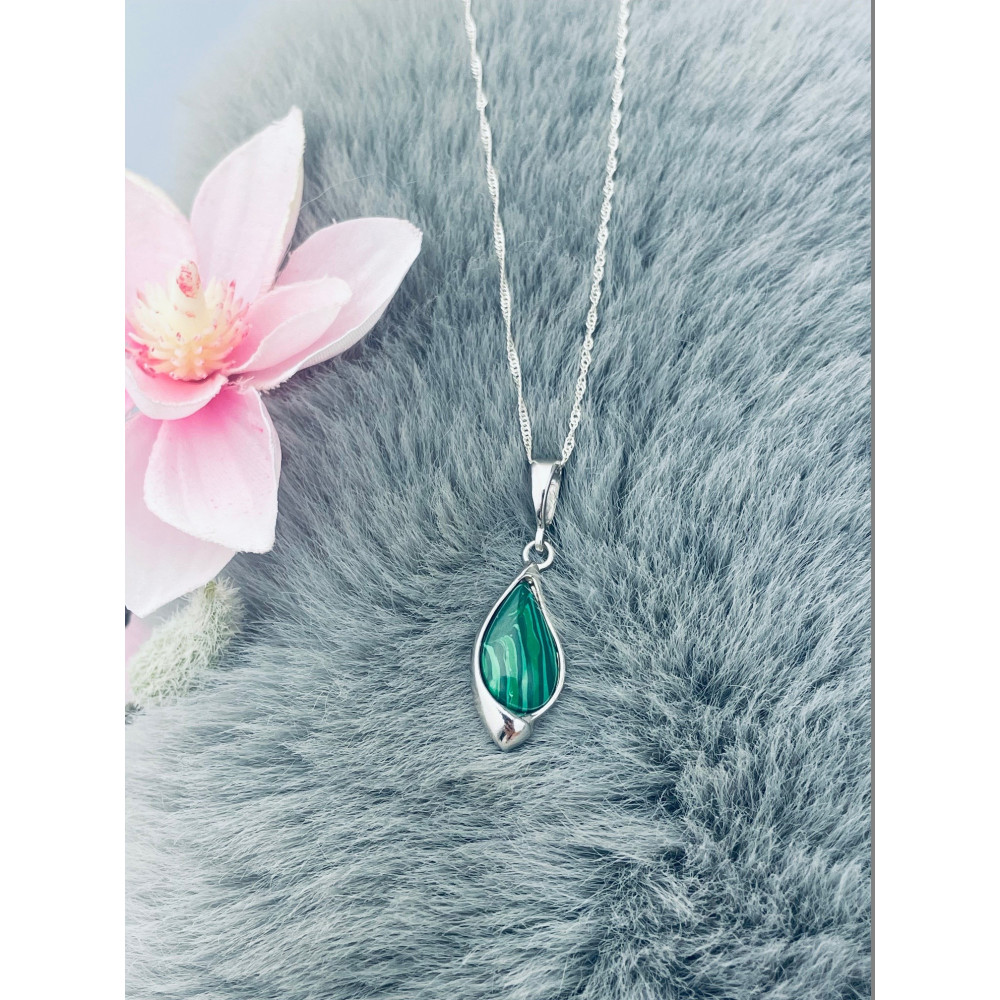 925 Silber Anhänger mit Malachitstein