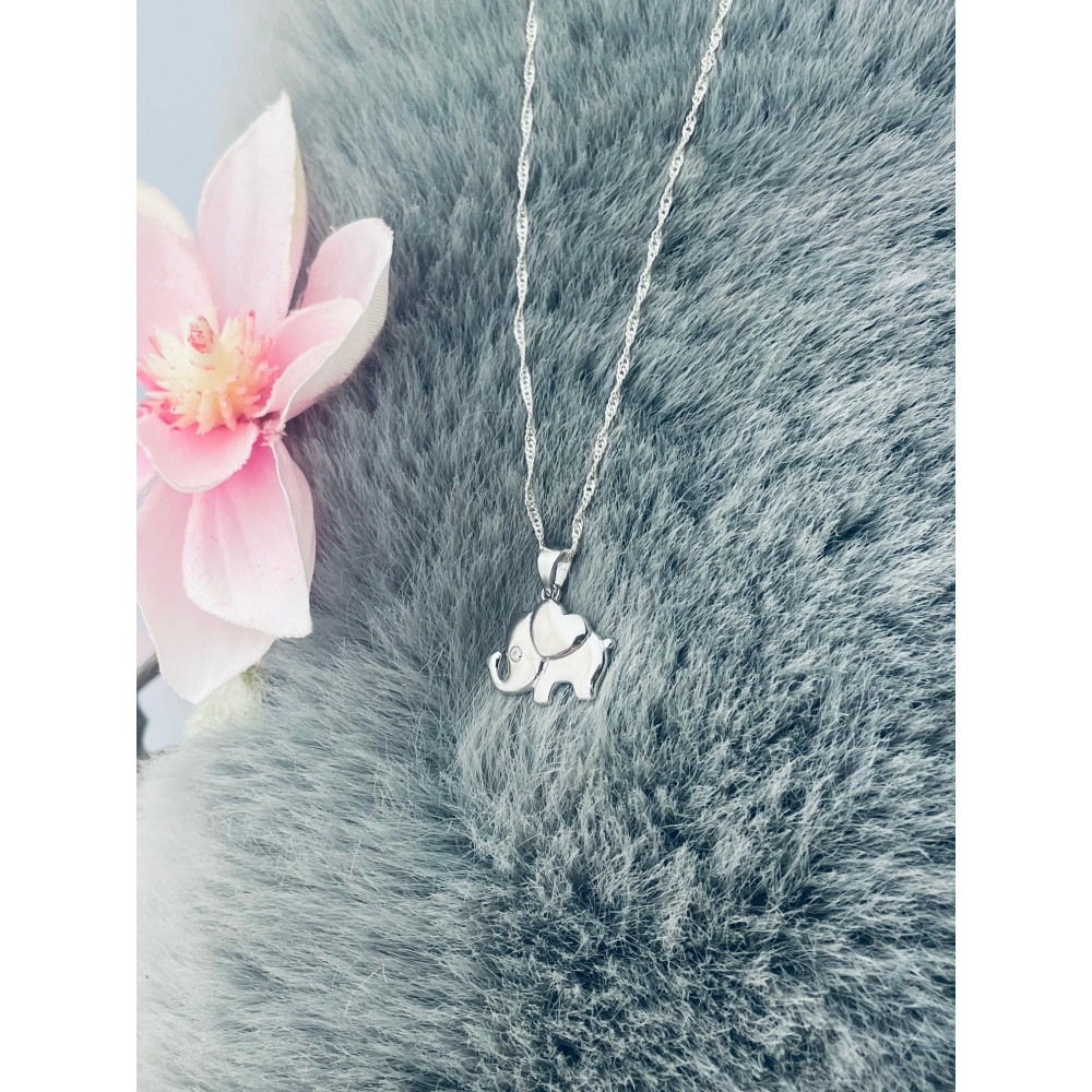 Elefant 925 Silber Damen Medaillon Anhänger mit Zirkonia