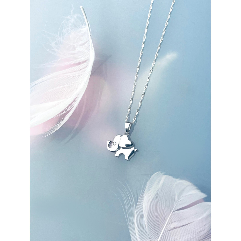 Elefant 925 Silber Damen Medaillon Anhänger mit Zirkonia