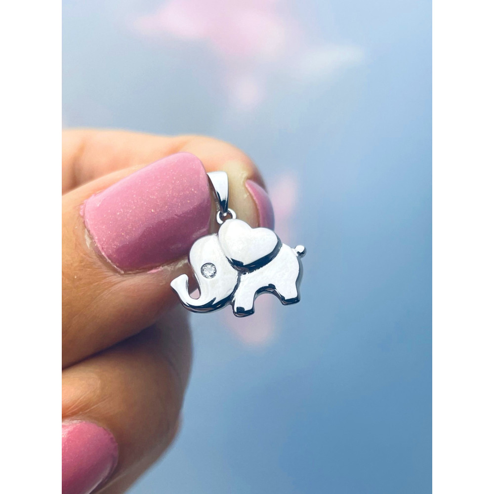 Elefant 925 Silber Damen Medaillon Anhänger mit Zirkonia