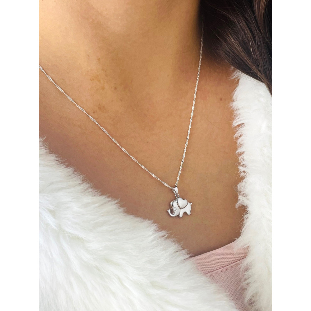 Elefant 925 Silber Damen Medaillon Anhänger mit Zirkonia