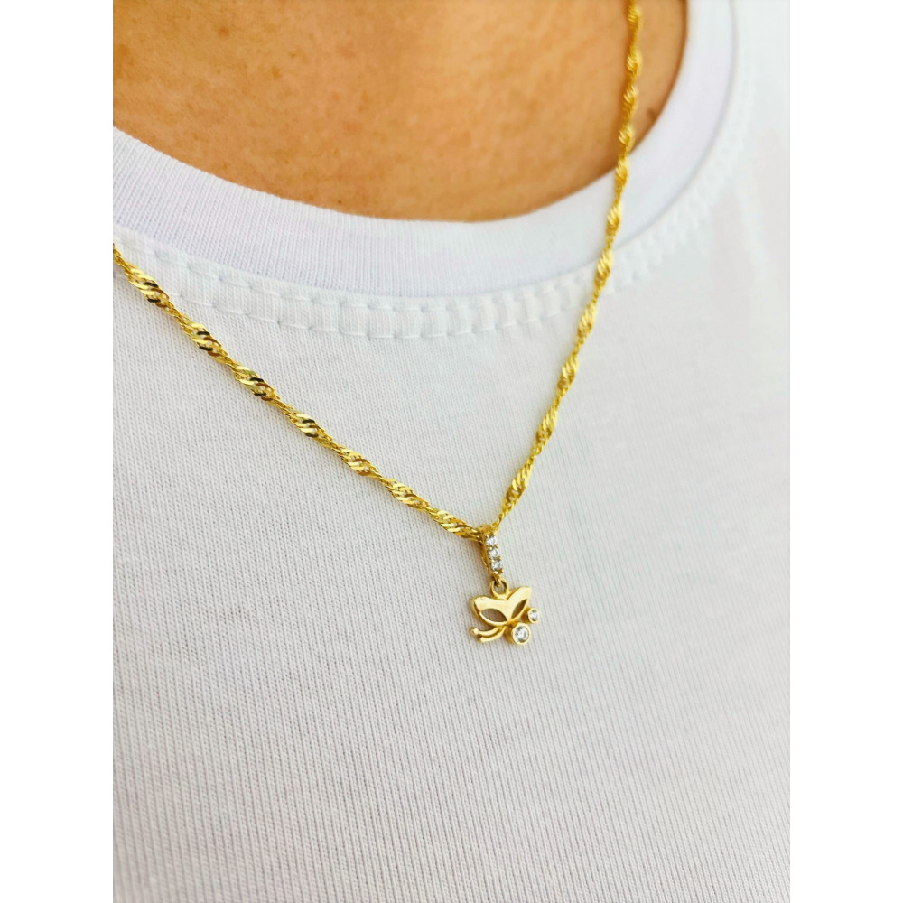 Anhänger Schmetterling Kettenanhänger Gelbgold Goldanhänger mit Zirkonia 585er 14KT
