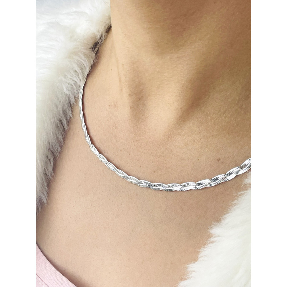 geflochten 925 Silber Halskette
