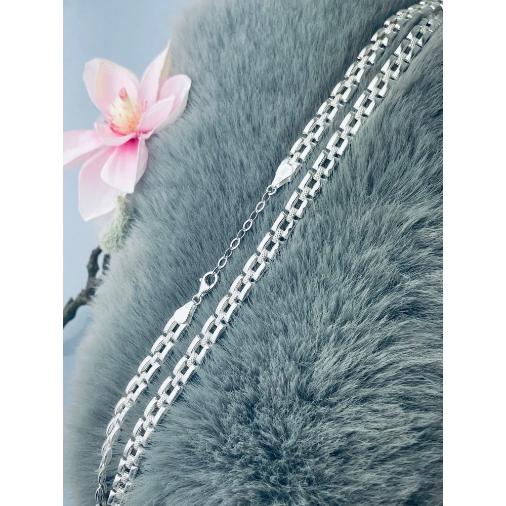 Srebrny naszyjnik modułowy polerowany frezowany