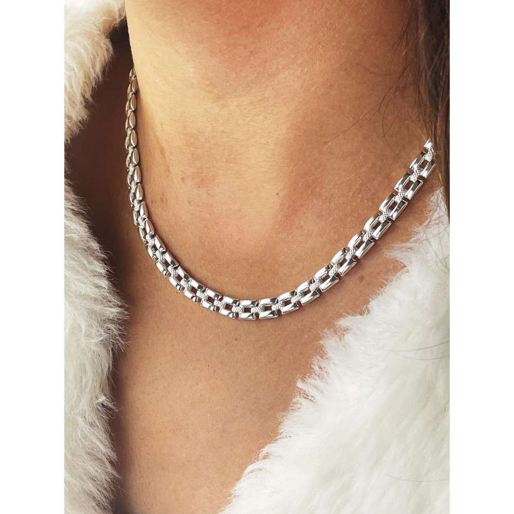 Srebrny naszyjnik modułowy polerowany frezowany