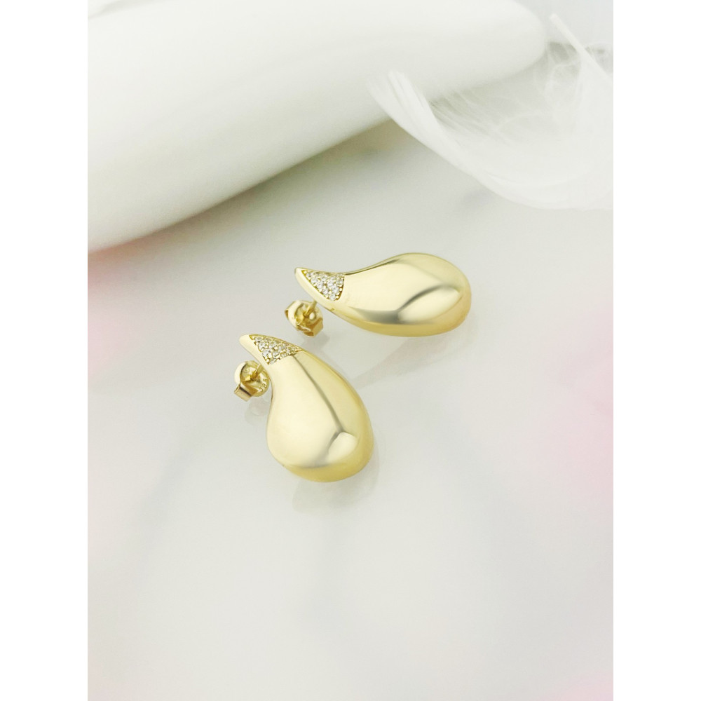 Träne Gold Ohrringe Ohrhänger Ohrstecker Ohrschmuck mit Zirkonia Paar Gelbgold 585er 14KT