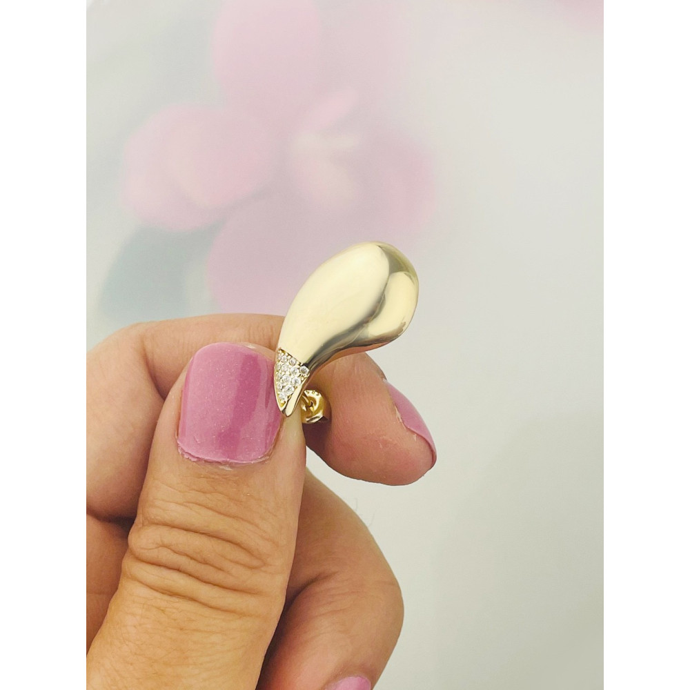 Träne Gold Ohrringe Ohrhänger Ohrstecker Ohrschmuck mit Zirkonia Paar Gelbgold 585er 14KT