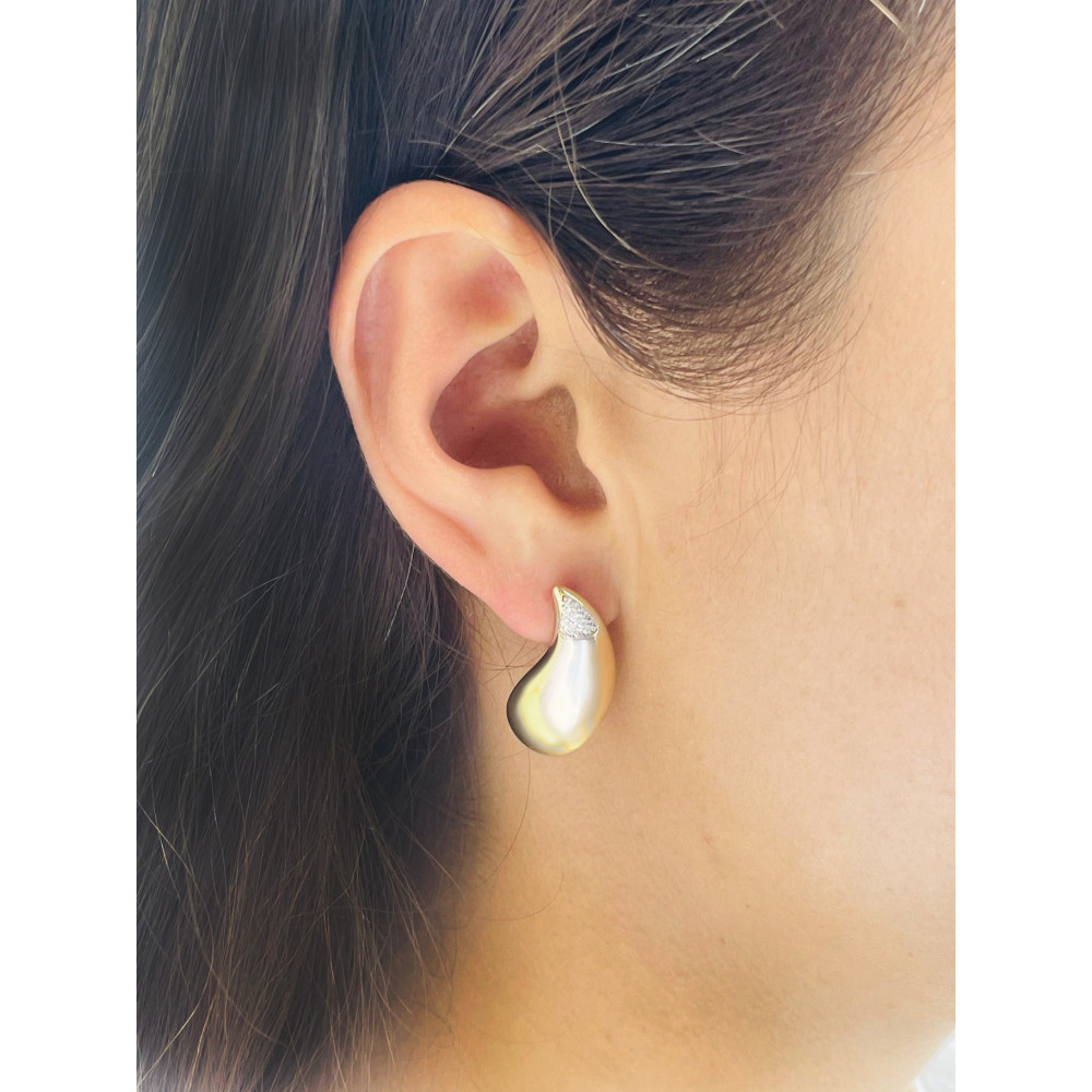 Träne Gold Ohrringe Ohrhänger Ohrstecker Ohrschmuck mit Zirkonia Paar Gelbgold 585er 14KT