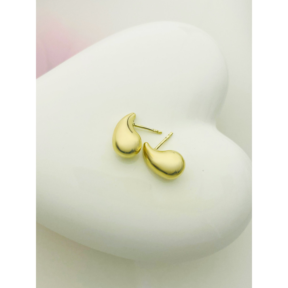 Träne Gold Ohrringe Ohrhänger Ohrstecker Ohrschmuck Paar Gelbgold 585er 14KT