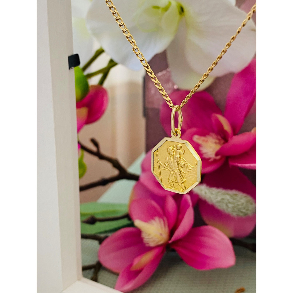 Anhänger Heiliger Christophorus Kettenanhänger Gelbgold Goldanhänger Erstkommunion Taufe 585er 14KT