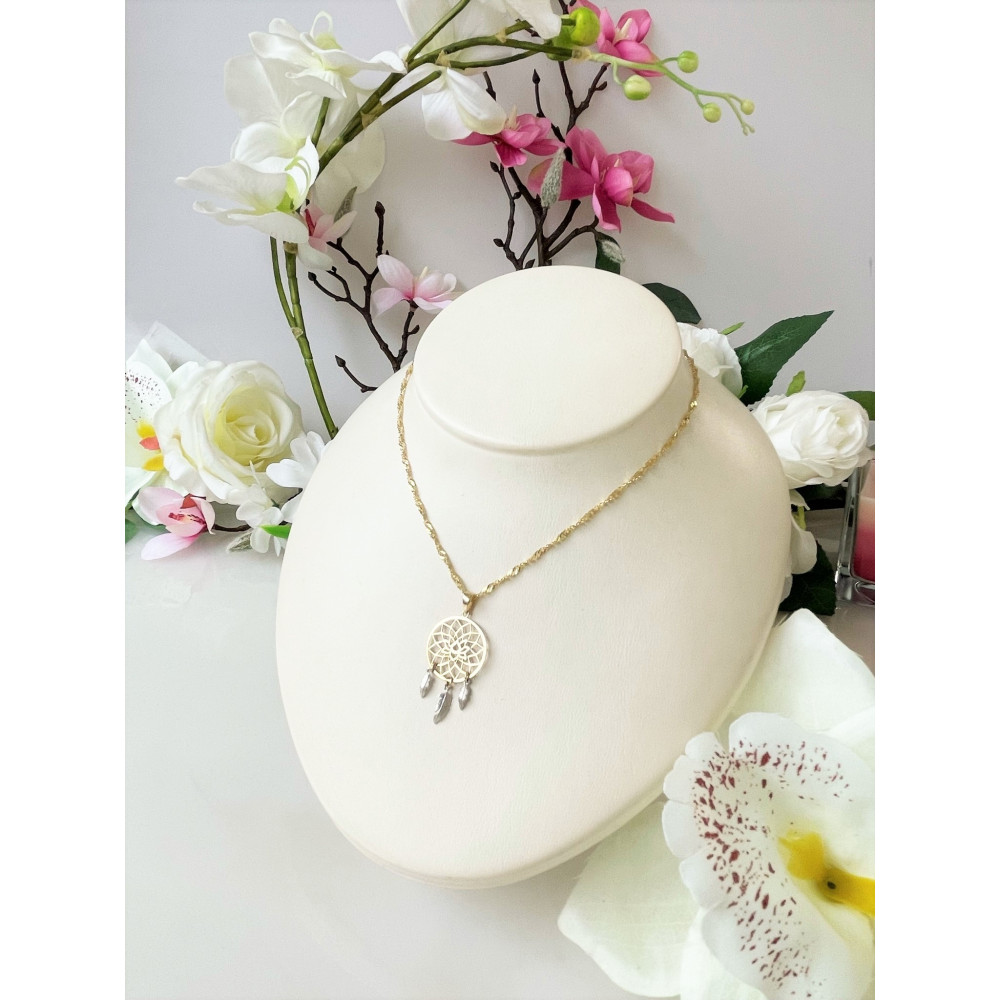 Anhänger Traumfänger Kettenanhänger Gelbgold Goldanhänger Bicolor 585er 14KT