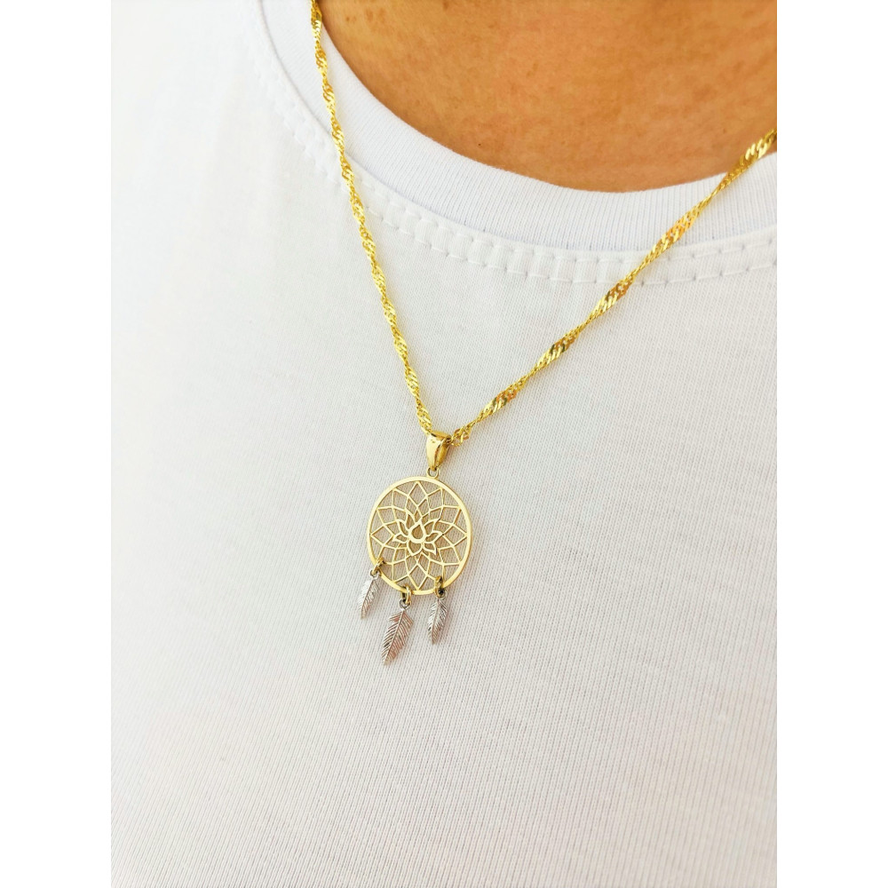 Anhänger Traumfänger Kettenanhänger Gelbgold Goldanhänger Bicolor 585er 14KT