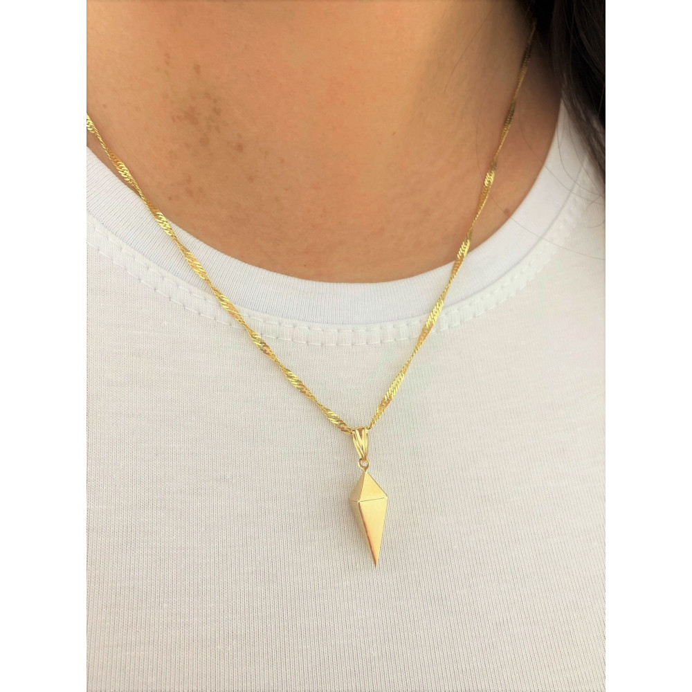 copy of Złota zawieszka wisiorek fantazyjny romb dwukolorowy