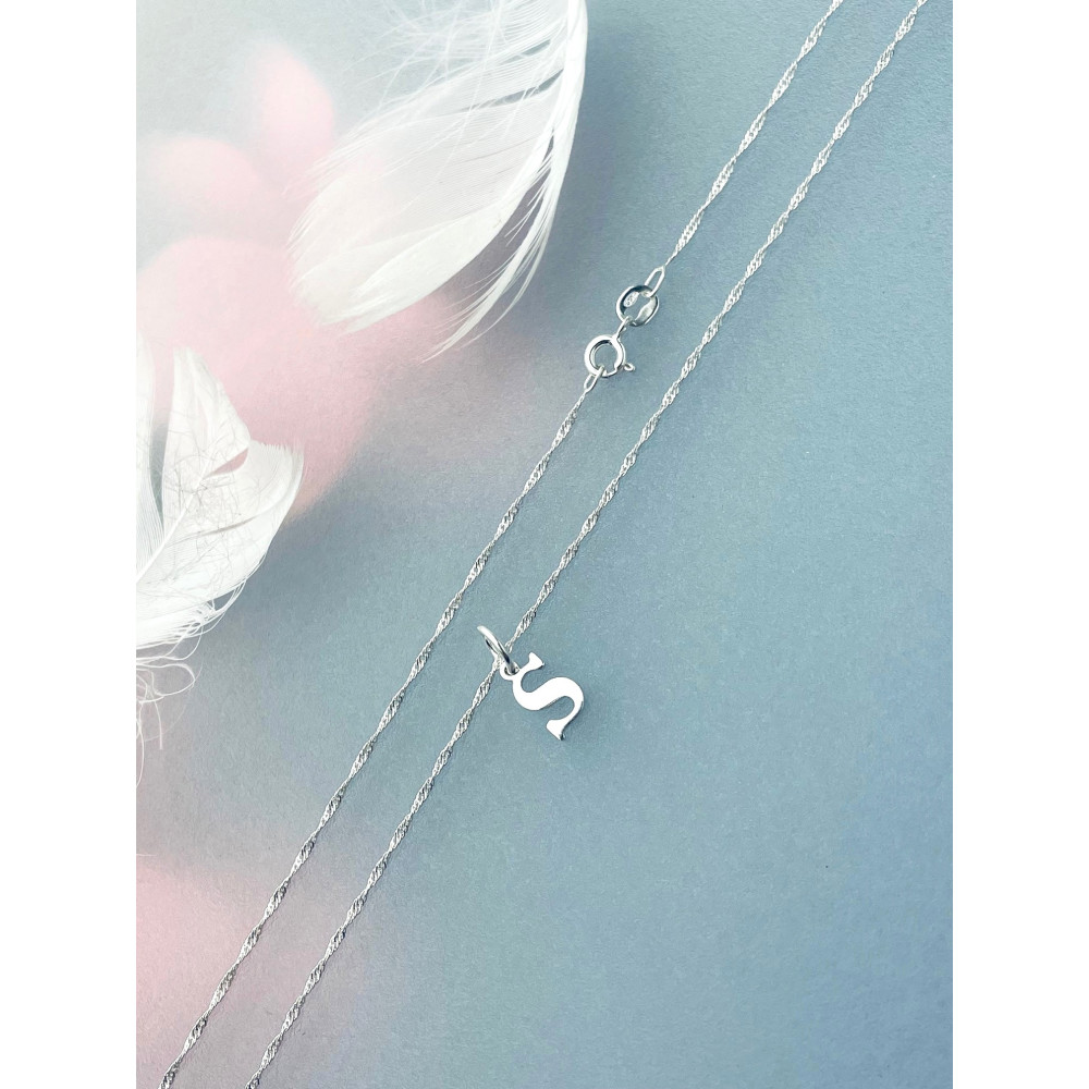925 Silber Anhänger mit Buchstabe S + Singaporekette | Kettenanhänger aus Silber Alphabet